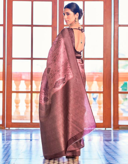 Pink Silk Printed Saree