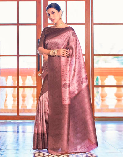 Pink Silk Printed Saree