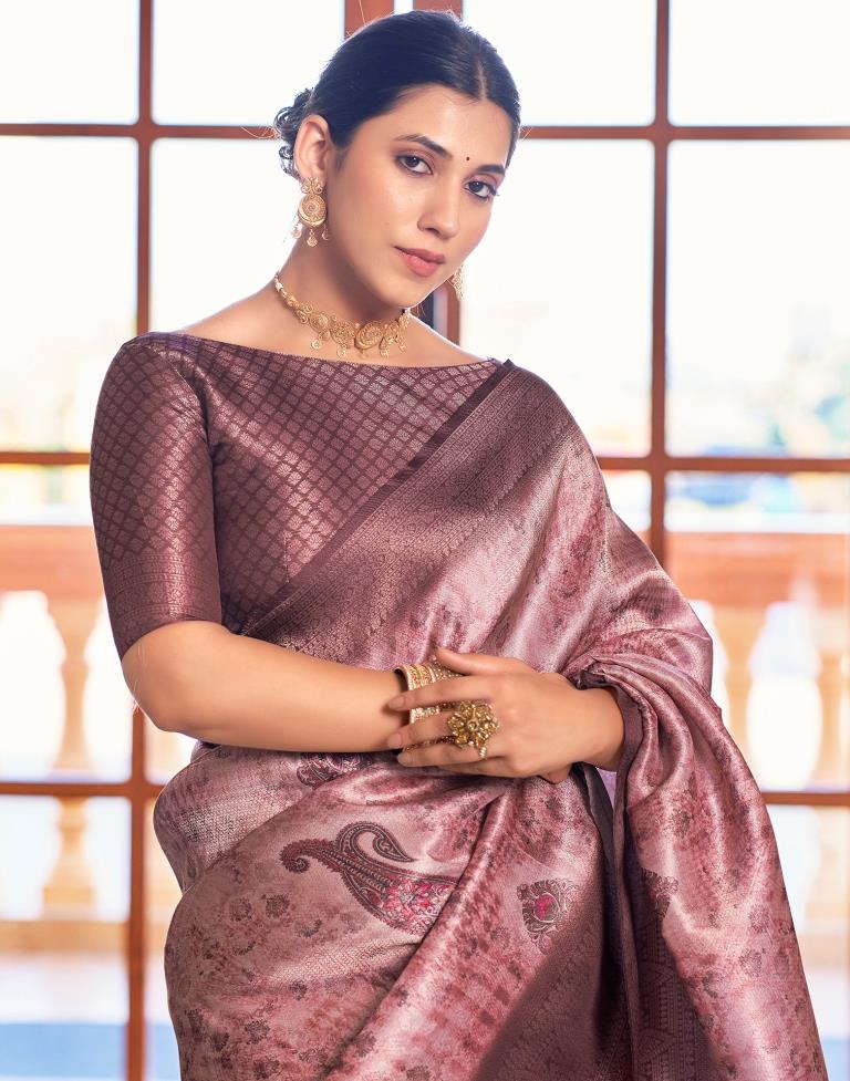 Pink Silk Printed Saree