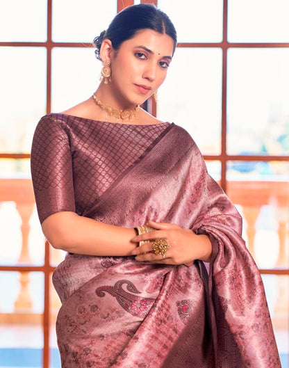 Pink Silk Printed Saree