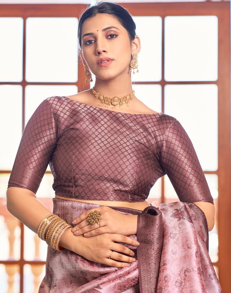 Pink Silk Printed Saree