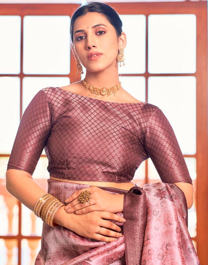 Pink Silk Printed Saree