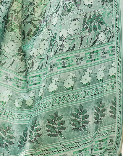 Mint Green Silk Printed Saree