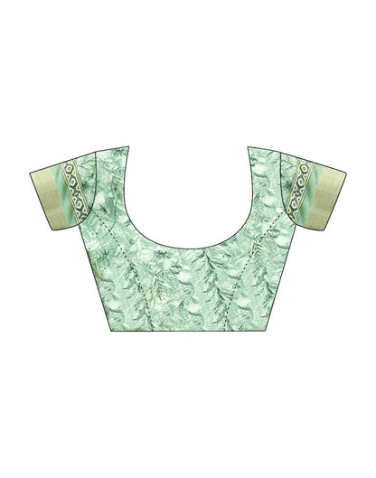 Light Green Silk Printed Saree