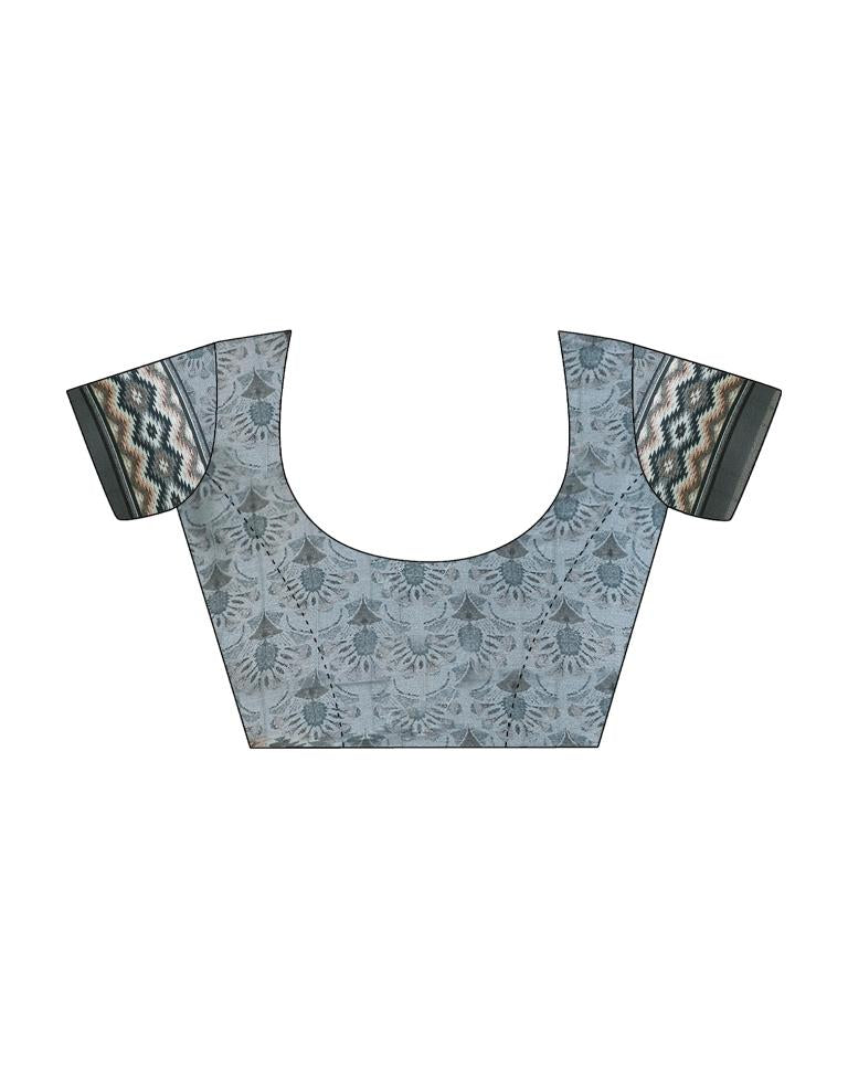 Grey Silk Printed Saree