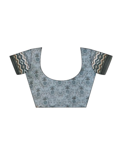 Grey Silk Printed Saree