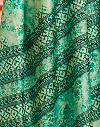 Mint Green Silk Printed Saree
