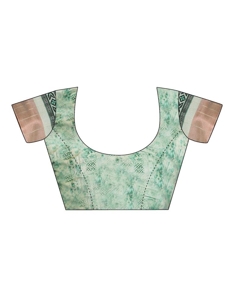 Mint Green Silk Printed Saree