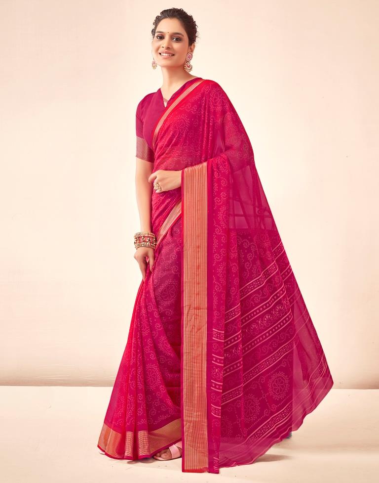 Rani Pink Georgette Bandhani Saree