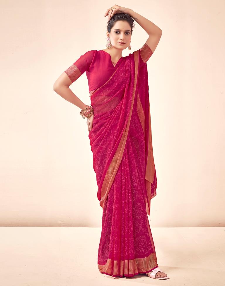 Rani Pink Georgette Bandhani Saree