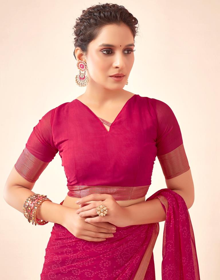 Rani Pink Georgette Bandhani Saree