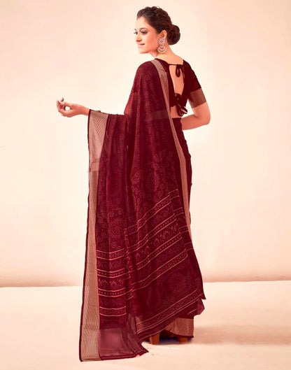 Maroon Georgette Bandhani Saree