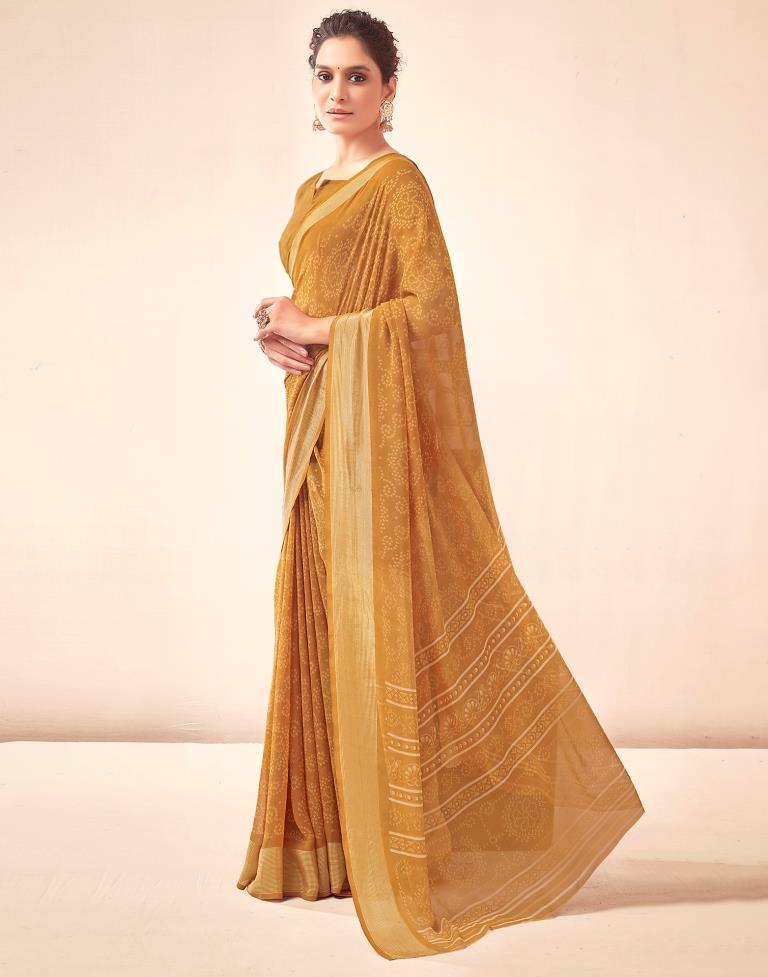 Mustard Yellow Georgette Bandhani Saree