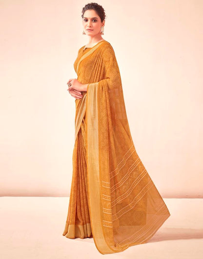 Mustard Yellow Georgette Bandhani Saree