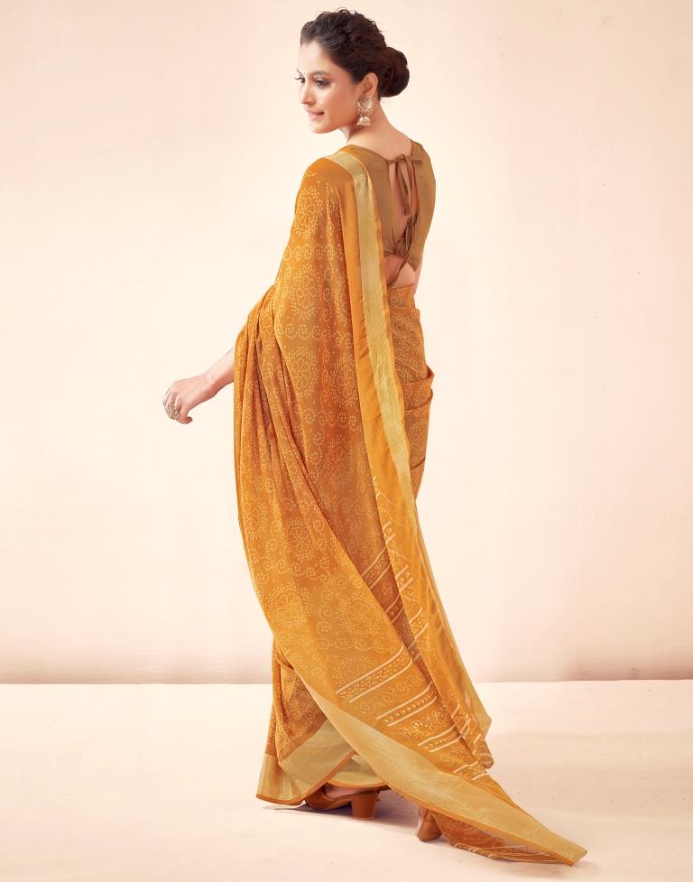 Mustard Yellow Georgette Bandhani Saree