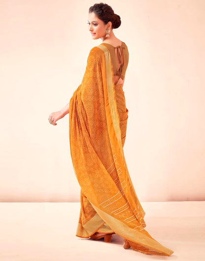 Mustard Yellow Georgette Bandhani Saree