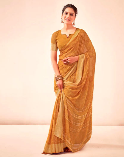 Mustard Yellow Georgette Bandhani Saree