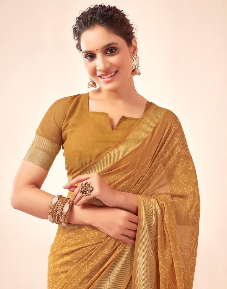 Mustard Yellow Georgette Bandhani Saree