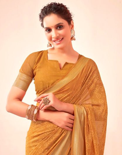 Mustard Yellow Georgette Bandhani Saree