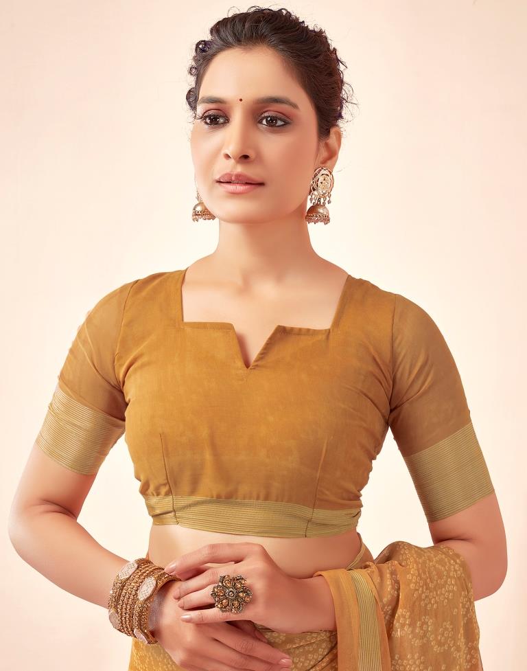 Mustard Yellow Georgette Bandhani Saree