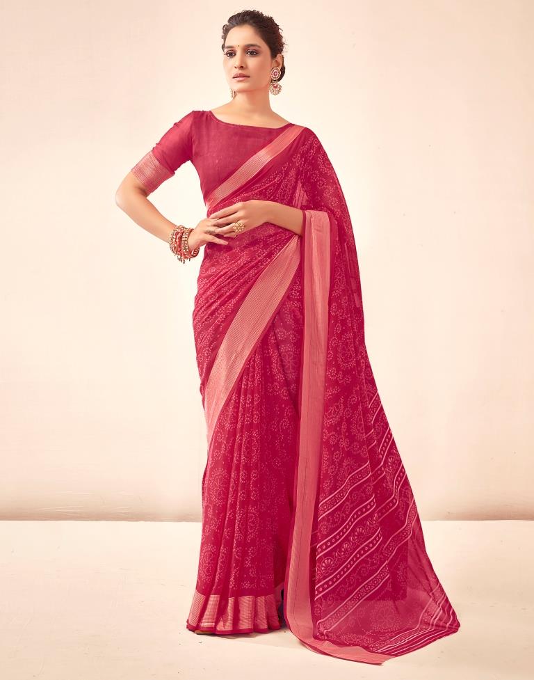 Punch Pink Georgette Bandhani Saree