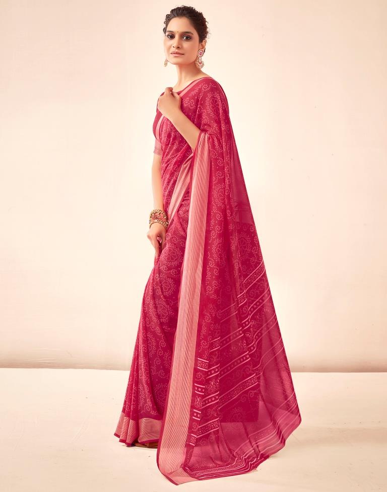 Punch Pink Georgette Bandhani Saree
