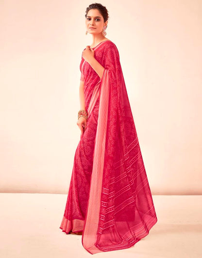 Punch Pink Georgette Bandhani Saree