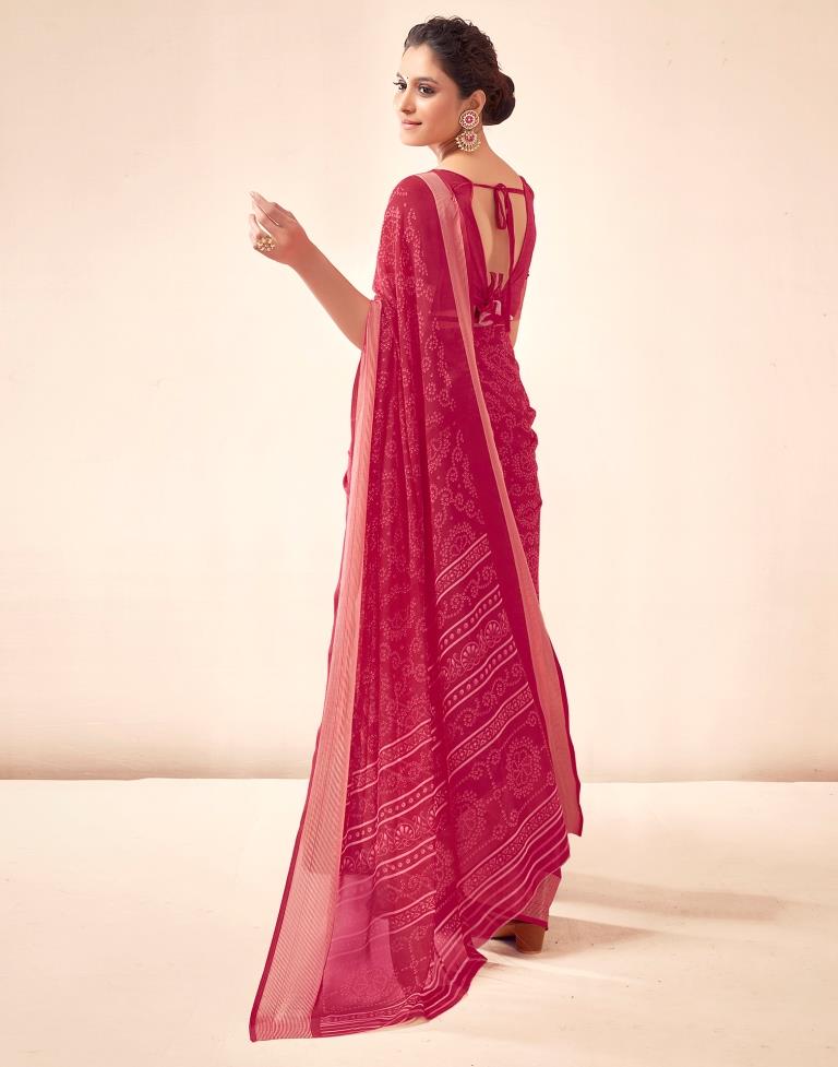 Punch Pink Georgette Bandhani Saree