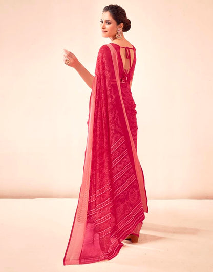 Punch Pink Georgette Bandhani Saree