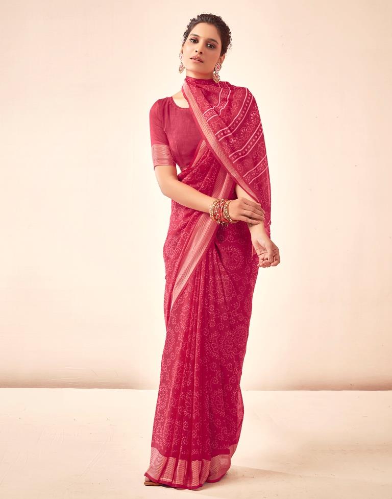 Punch Pink Georgette Bandhani Saree