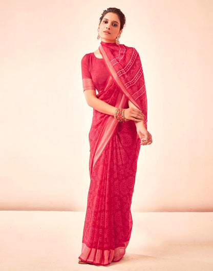 Punch Pink Georgette Bandhani Saree