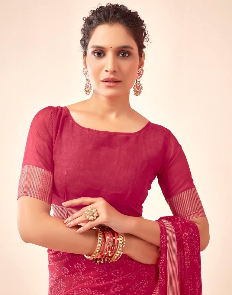 Punch Pink Georgette Bandhani Saree