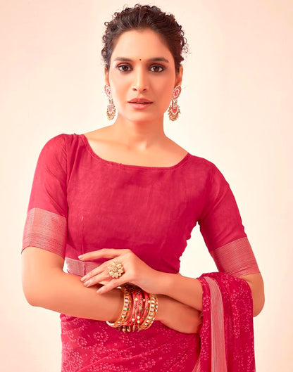 Punch Pink Georgette Bandhani Saree