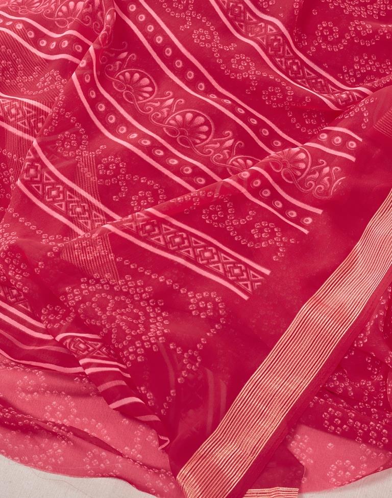 Punch Pink Georgette Bandhani Saree
