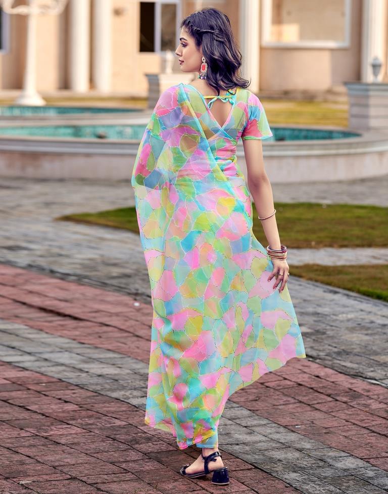 Multicoloured Georgette Printed Saree