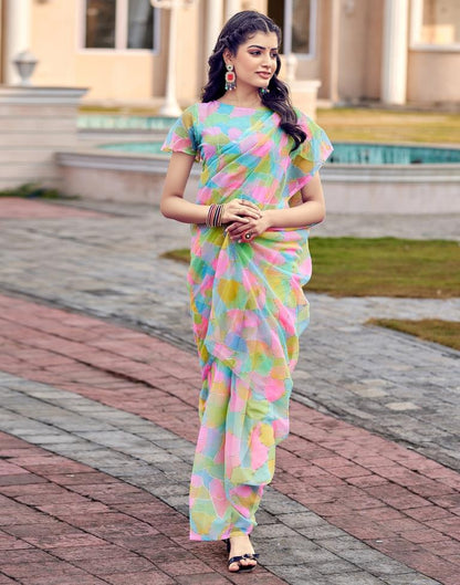 Multicoloured Georgette Printed Saree