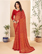 Dark Red Georgette Printed Saree