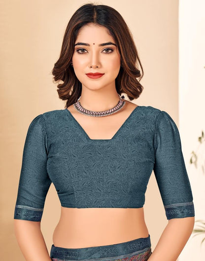 Dark Grey Georgette Printed Saree