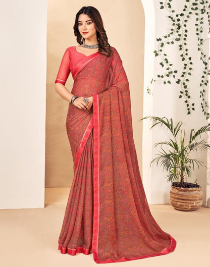 Punch Pink Georgette Printed Saree