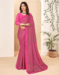 Pink Georgette Printed Saree