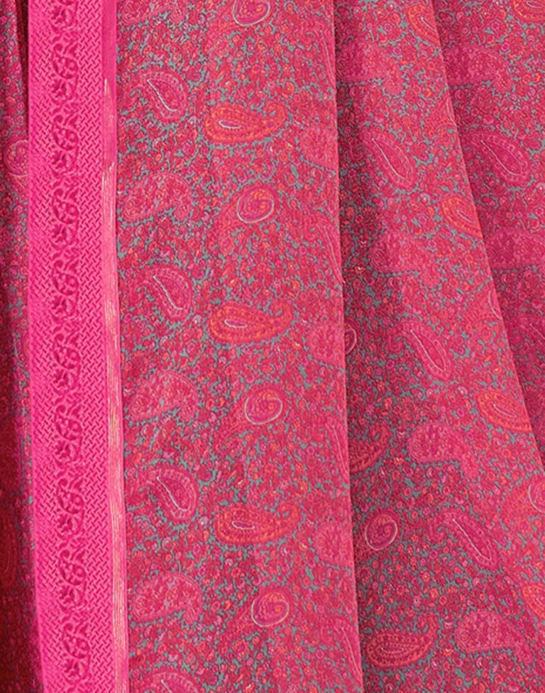 Pink Georgette Printed Saree
