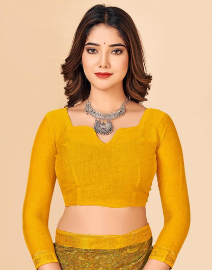Mustard Yellow Georgette Printed Saree