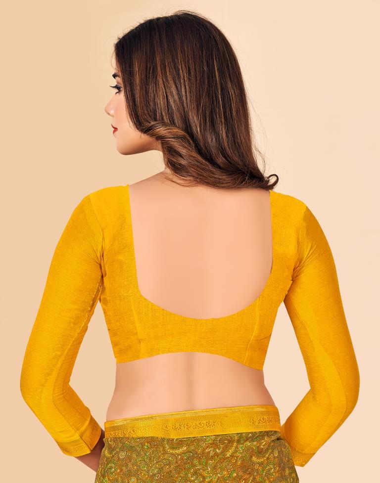 Mustard Yellow Georgette Printed Saree