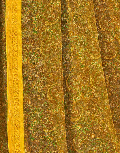 Mustard Yellow Georgette Printed Saree