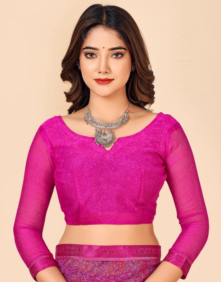 Magenta Georgette Printed Saree