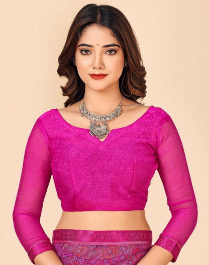 Magenta Georgette Printed Saree