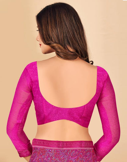 Magenta Georgette Printed Saree