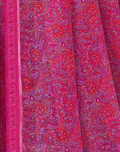Magenta Georgette Printed Saree