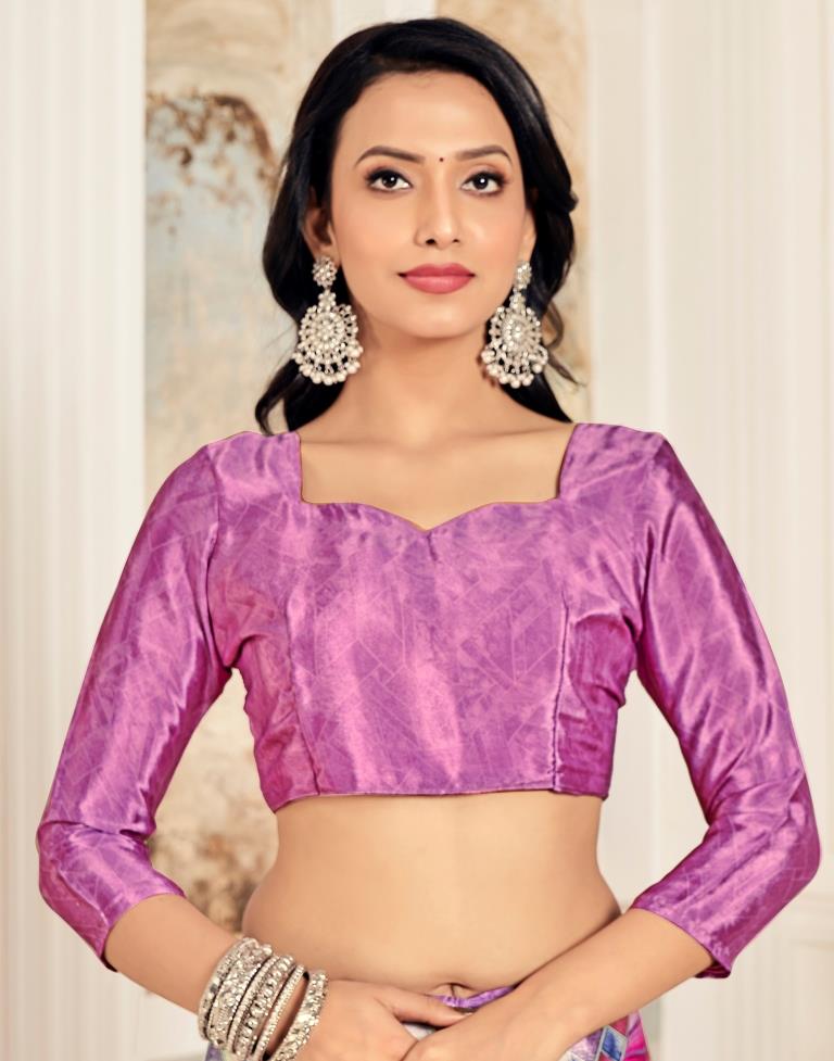 Pink Silk Printed Saree