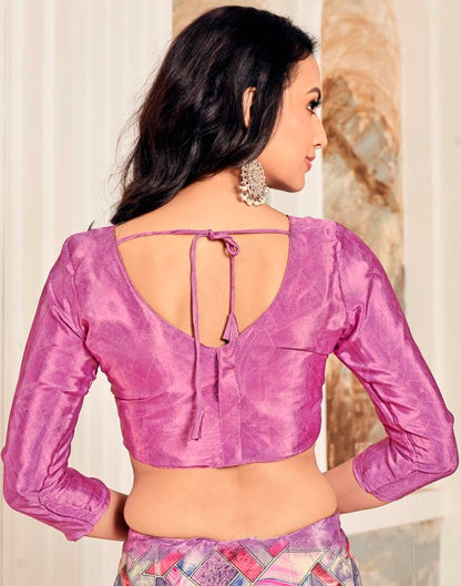 Pink Silk Printed Saree